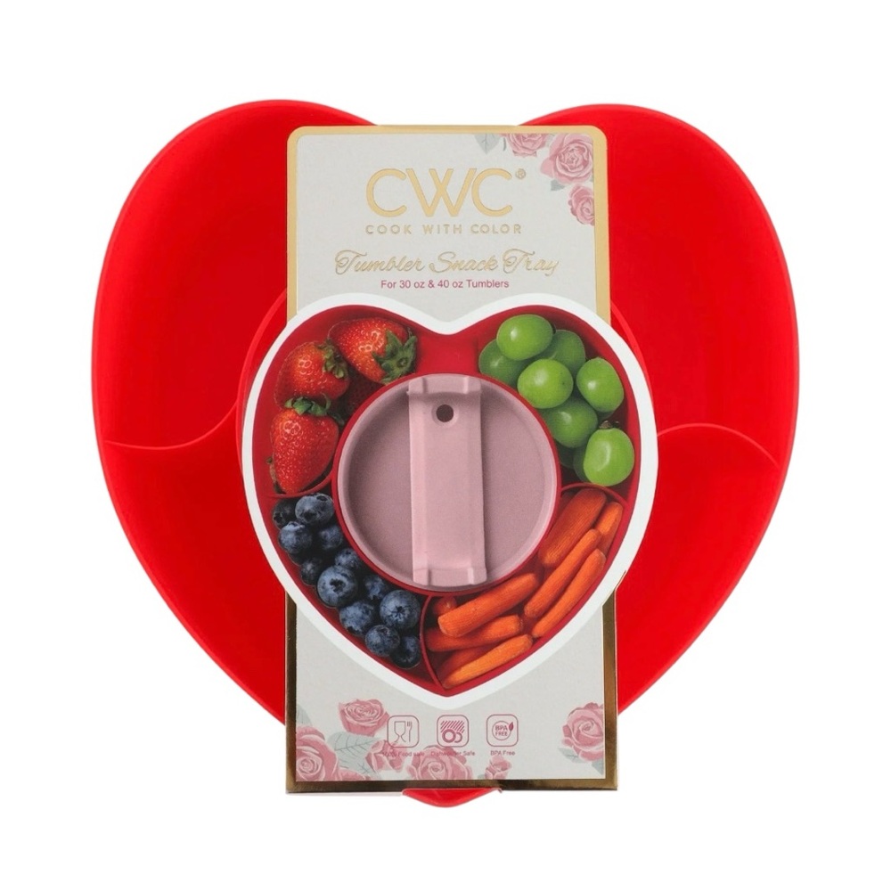 Cook With Color Red Heart-Shaped Tumbler Snack Tray